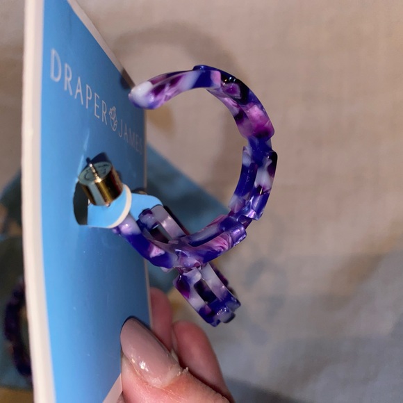 NWT Draper James Chainlink Bracelet & Hoop Earrings matching set purple tortoise - Picture 6 of 12